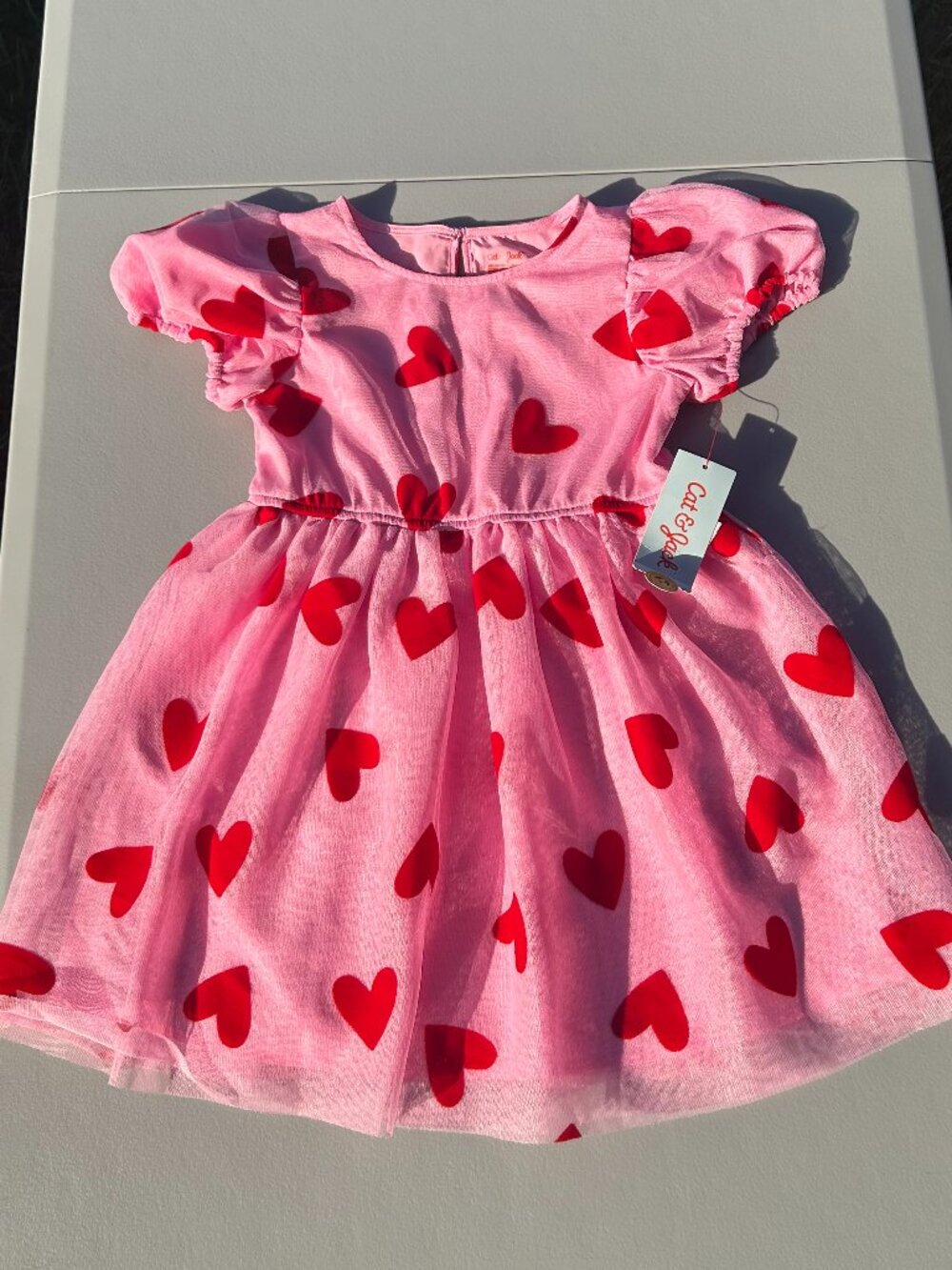 Cat & Jack Toddler Girls' Valentine's Heart Tulle Dress, 5T